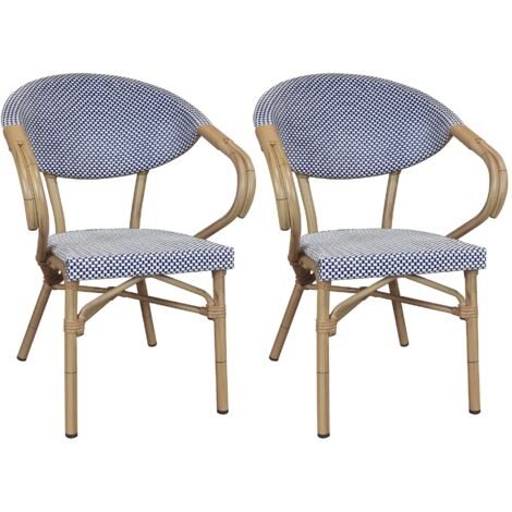Lot de 2 fauteuils de table extérieur effet rotin naturel, AMALFI