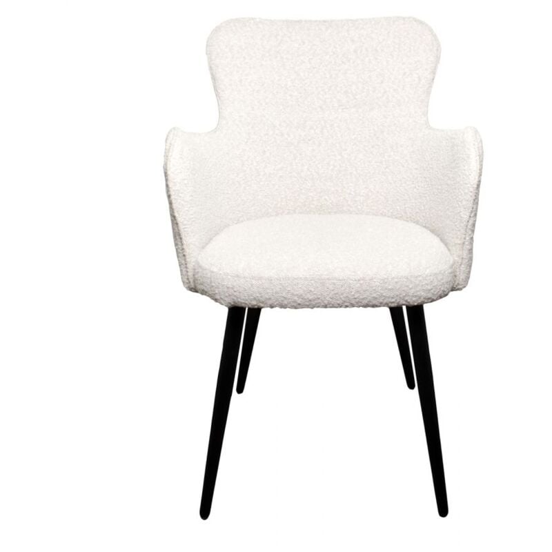 Bobochic - Chaise et fauteuil de table Lot de 2 fauteuils de table valentine Tissu bouclette Blanc - Blanc