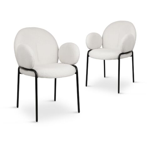 Lot de 2 fauteuils design avec accoudoirs en tissu bouclette