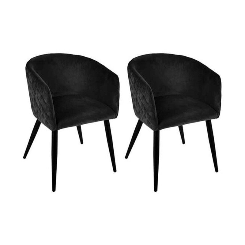 Atmosphera - Lot de 2 Fauteuils Design Velours 'Marlo' 76cm Noir