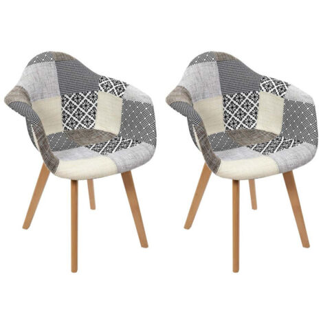 Lot de 2 Fauteuils Design "Patchwork" 85cm Gris