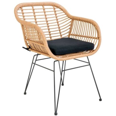 Lot de 2 fauteuils effet rotin LAZO – Intérieur ou extérieur-Beige