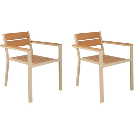 Lot de 2 Fauteuils en aluminium et bois creme