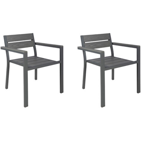 Lot de 2 Fauteuils en aluminium et bois Gris