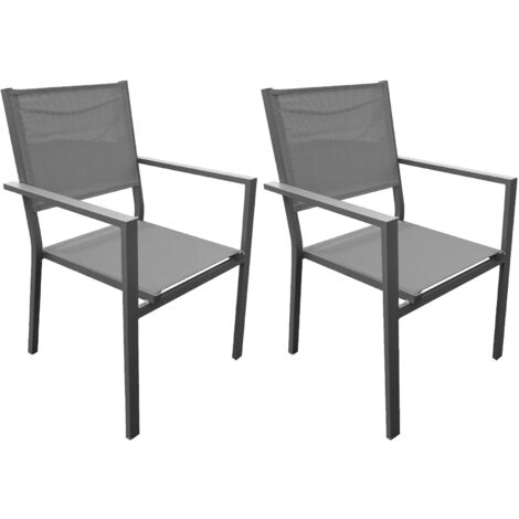 Lot de 2 fauteuils en aluminium et textilène coloris gris