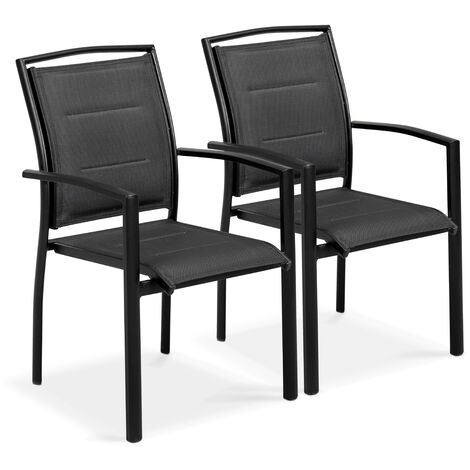 Lot de 2 fauteuils en aluminium noirs