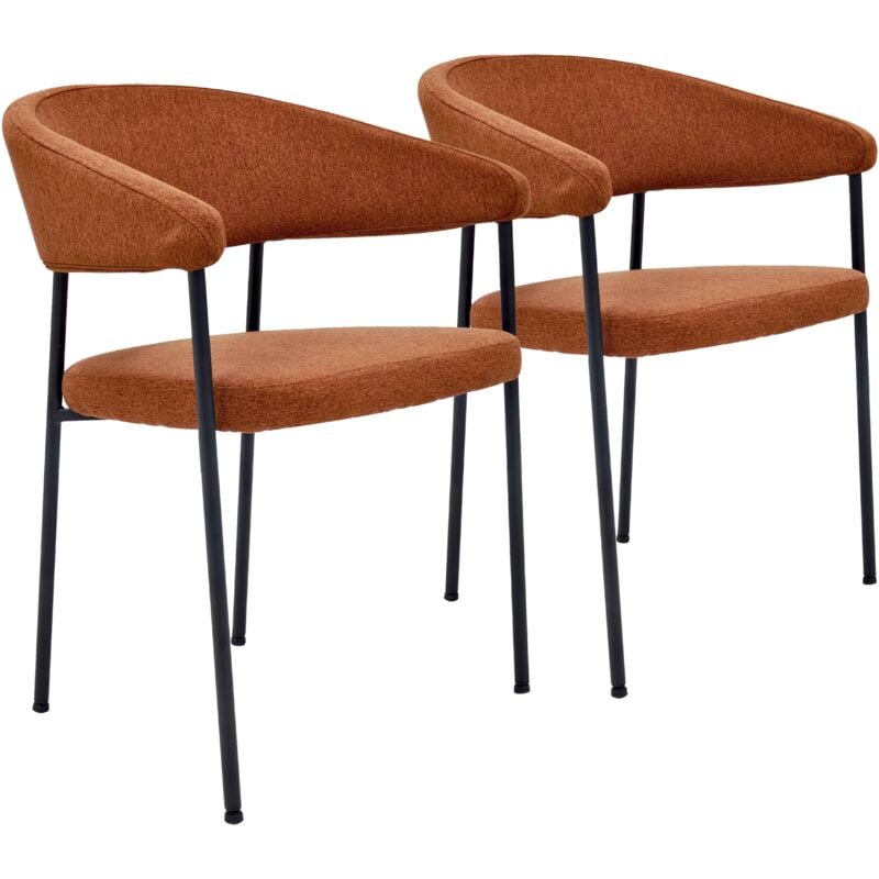Lot de 2 fauteuils en contreplaqué et tissu rouille