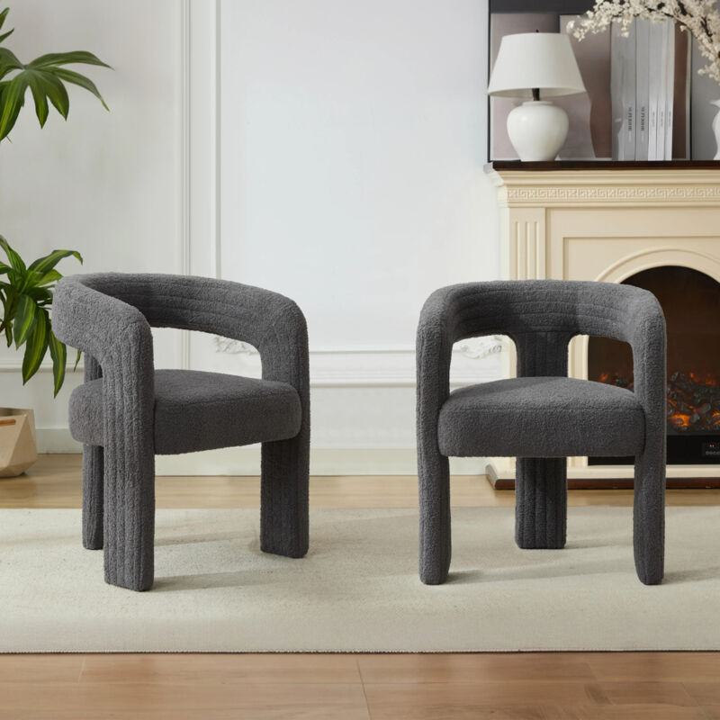 Lot de 2 fauteuils en fausse fourrure modernes en tissu Sherpa, canapé simple rembourré, chaise de lecture confortable et moelleuse pour salon,