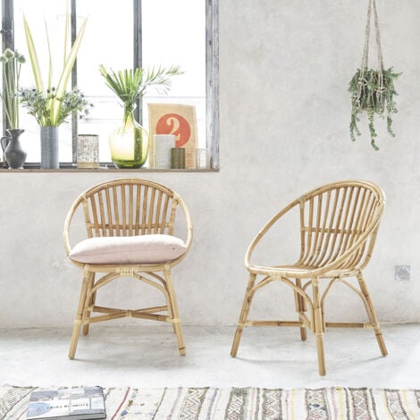 Lot de 2 fauteuils en rotin naturel