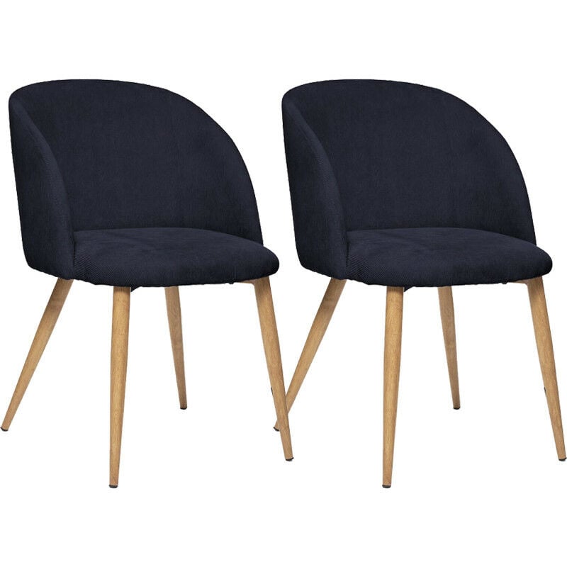Lot de 2 fauteuils imitation chêne 'Céleste' en velours côtelé Atmosphéra - Encre
