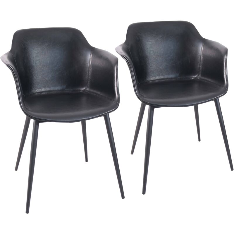 Lot de 2 fauteuils industriel en acier et textile noir