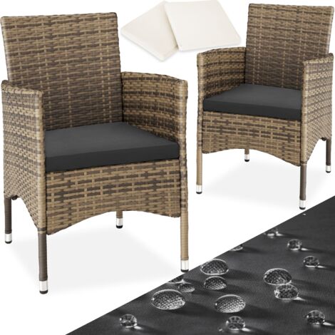 Lot de 2 fauteuils jardin en rotin Résine tressée résistante grande qualité Set housses inclus