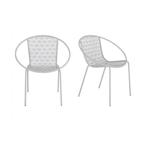 Lot de 2 fauteuils jardin motifs floraux métal gris - MARRAKECH 3349
