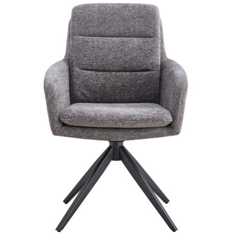 Lot de 2 fauteuils KAVINA – Tissu gris foncé – Pieds métal – Avec accoudoirs – Design élégant et enveloppant