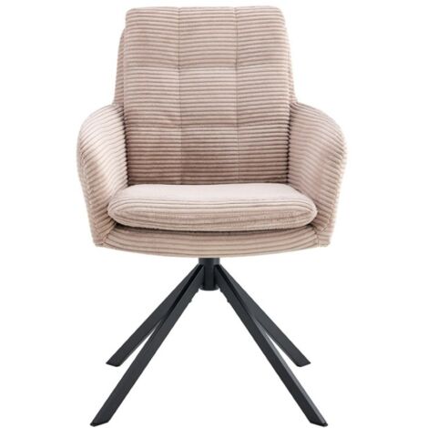 Lot de 2 fauteuils KAVIRA – Velours côtelé sable – Pieds métal – Avec accoudoirs – Design chaleureux et moderne