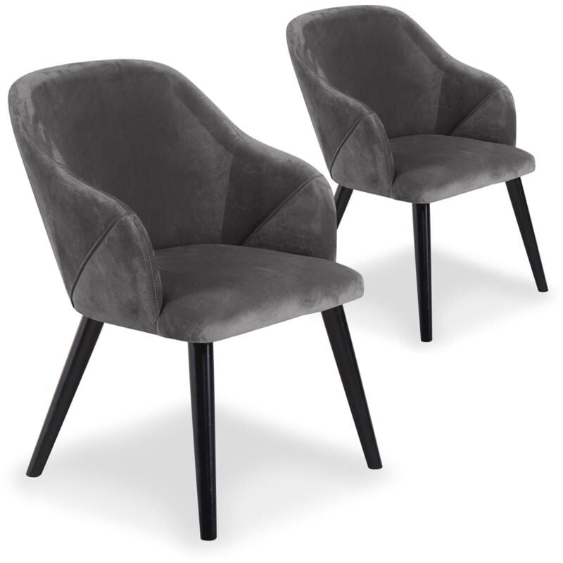 Lot de 2 fauteuils Liberto Velours Gris