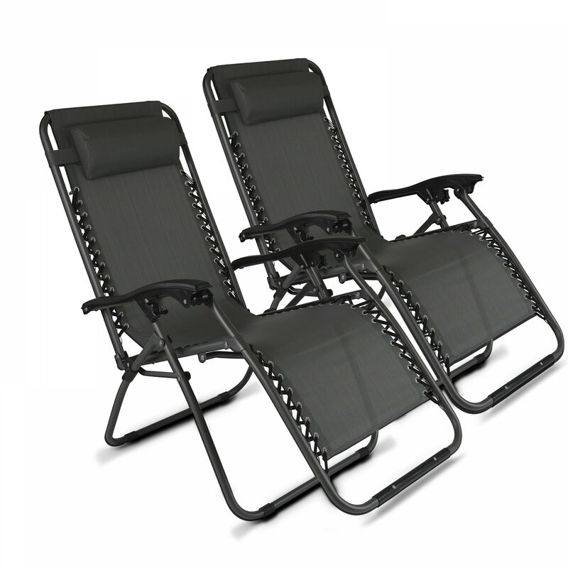 Lot de 2 fauteuils lounge en acier gris - Gris