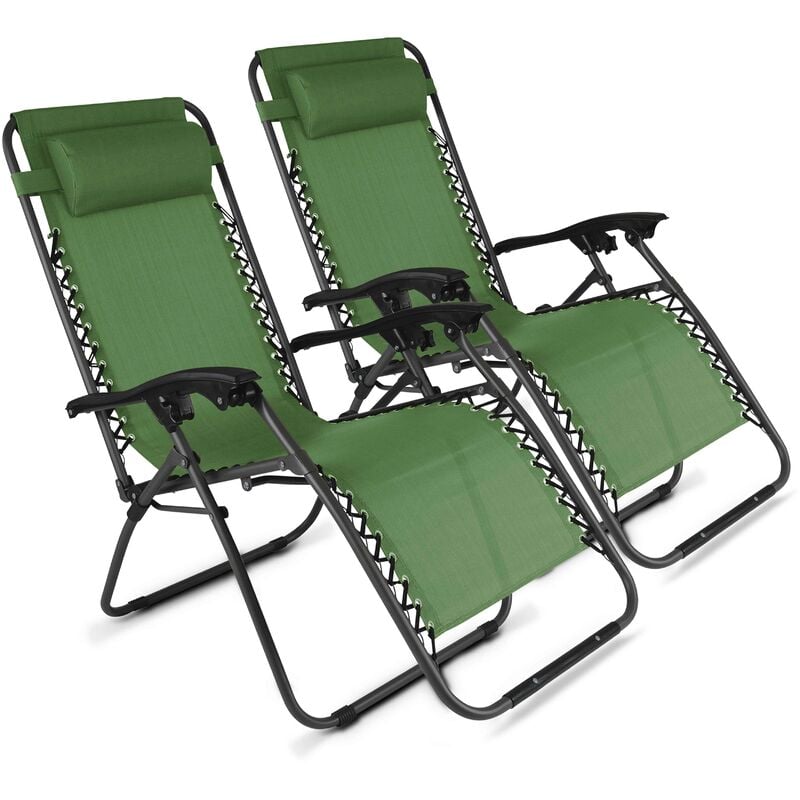 Oviala - Lot de 2 fauteuils lounge en acier vert - Vert Kaki