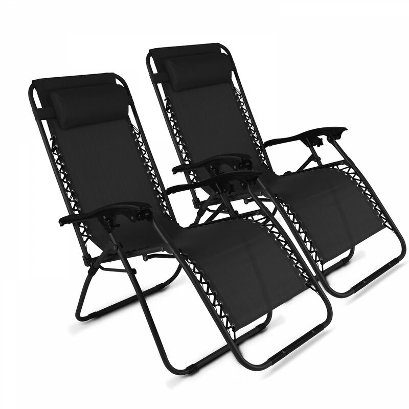 Oviala - Lot de 2 fauteuils lounge en acier noir - Noir