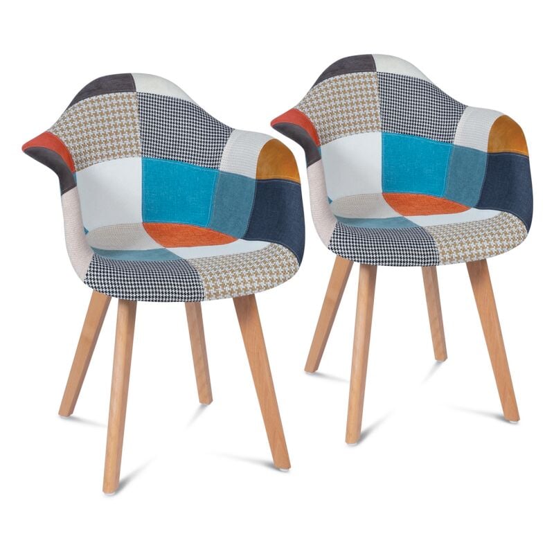 Idmarket - Lot de 2 fauteuils SARA motifs patchworks multi-couleurs - Multicolor
