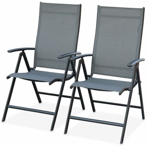 Lot de 2 fauteuils multi-positions Naevia en aluminium Anthracite / Gris