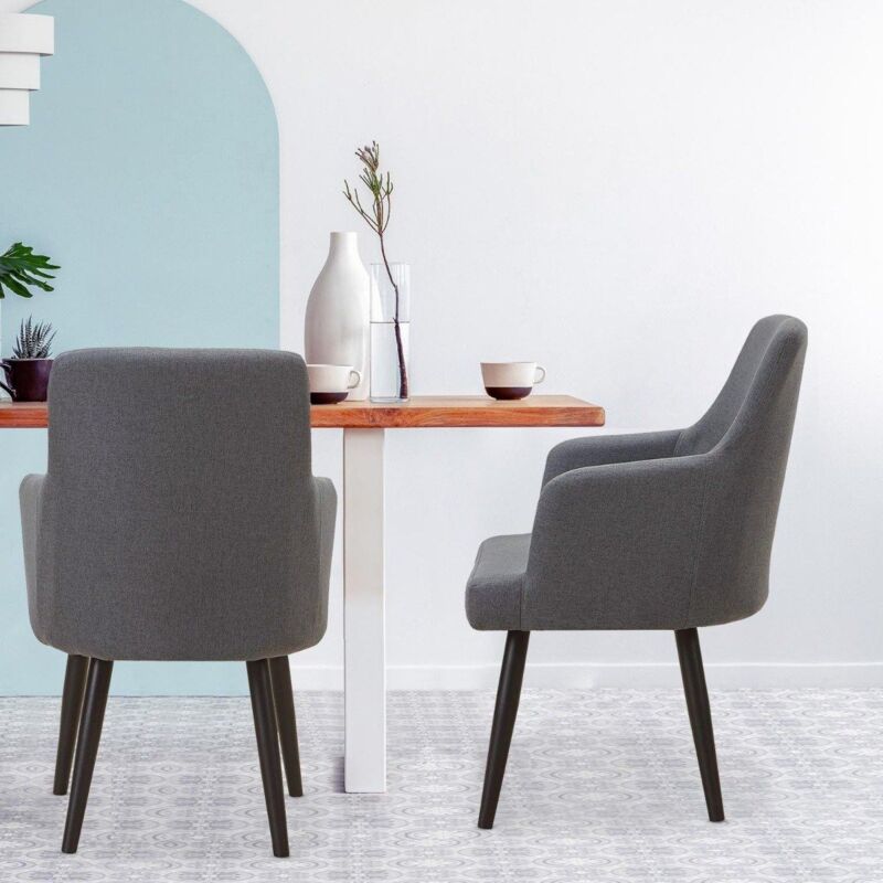 Lot de 2 Fauteuils Neiva Tissu Gris Foncé