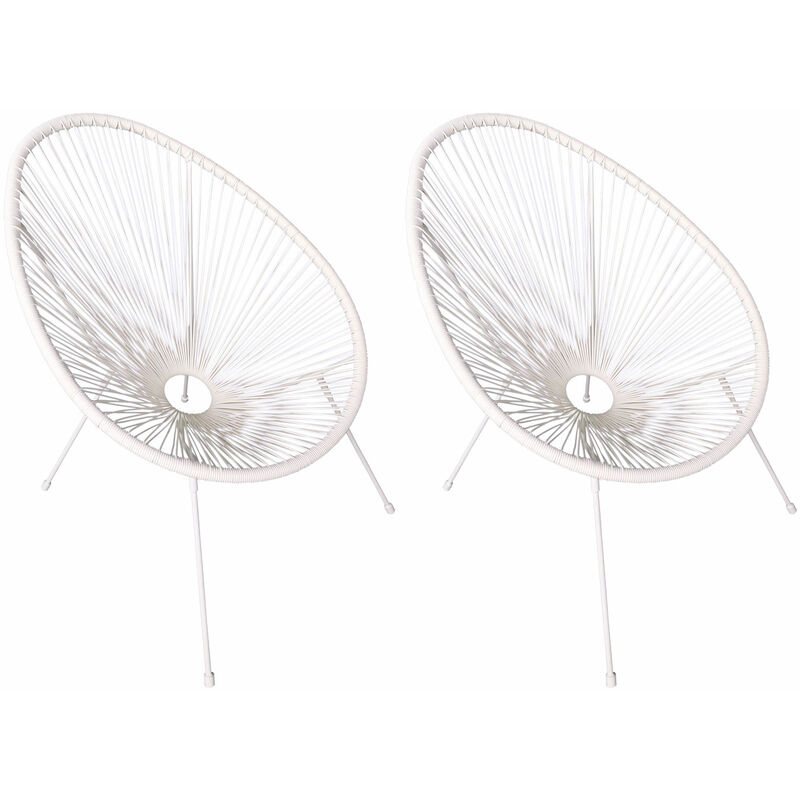 Lot de 2 fauteuils œuf ACAPULCO blanc - Blanc
