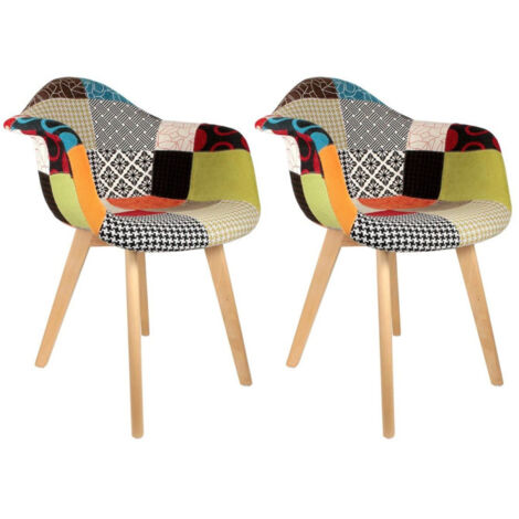 Lot de 2 Fauteuils "Patchwork" 85cm Multicolore