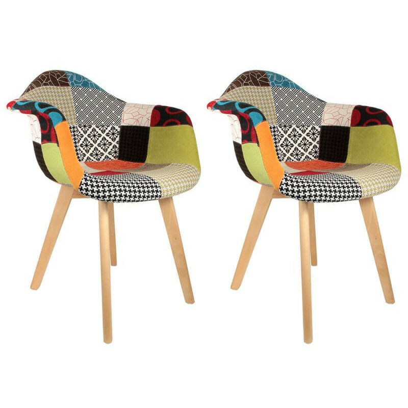 lot de 2 fauteuils patchwork multicolore home deco factory