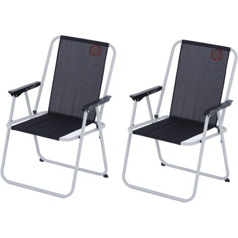 Lot de 2 fauteuils piccolo de camping pliables - O'Camp - Noir - Dimensions : 57 x 55 x 80 cm - Noir