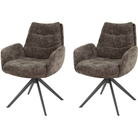 Lot de 2 fauteuils pivotants 66x67x90 cm en tissu texturé taupe foncé