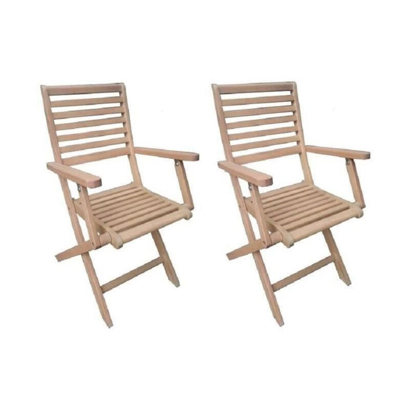 Lot de 2 fauteuils pliantes de jardin en eucalyptus FSC - 57,5x56x90cm
