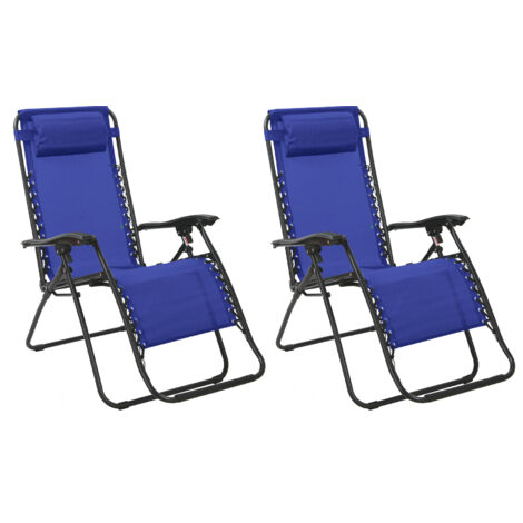 Lot de 2 fauteuils relax en textilène bleu marine -PARALIA