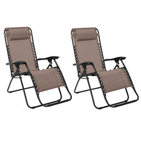 Lot de 2 fauteuils relax en textilène marron -PARALIA
