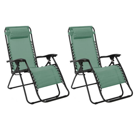 Lot de 2 fauteuils relax en textilène vert -PARALIA