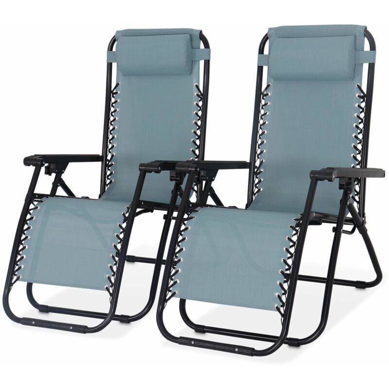 Lot de 2 fauteuils relax – Patrick – Textilène. pliables. multi-positions. émeraude