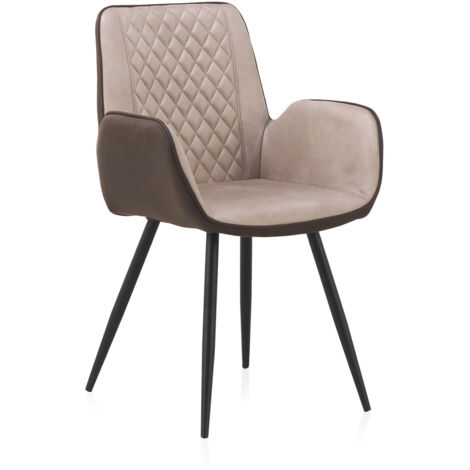 Lot de 2 fauteuils rembourrés bicolores, pieds en métal noir