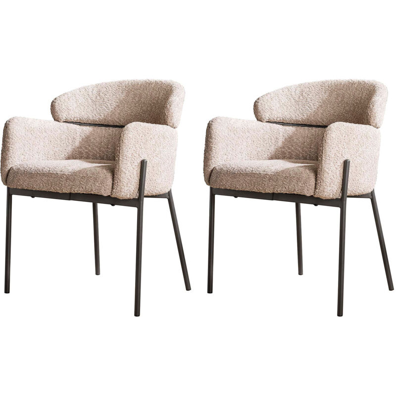 M&s - Lot de 2 fauteuils repas 62x61x80 cm en tissu bouclette sable M&s - Lot de 2 fauteuils repas 62x61x80 cm en tissu bouclette sable