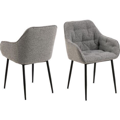 Lot de 2 fauteuils repas en tissu bouclette gris - BROOK