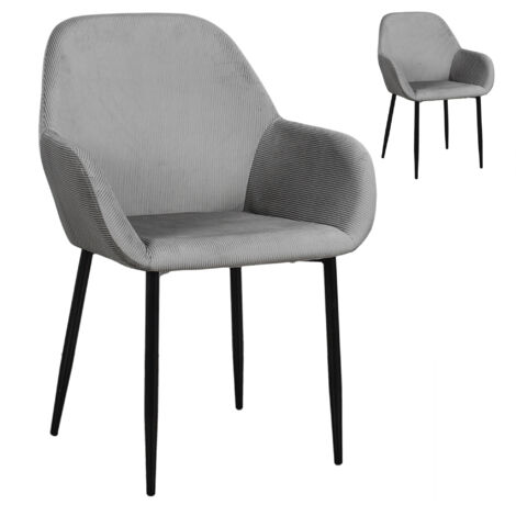 Lot de 2 fauteuils repas en tissu gris clair - LOXTOY