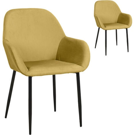 Lot de 2 fauteuils repas en tissu jaune moutarde - LOXTOY