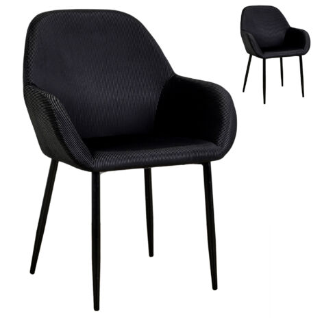 Lot de 2 fauteuils repas en tissu noir - LOXTOY