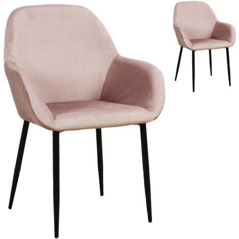 Lot de 2 fauteuils repas en tissu rose clair - LOXTOY