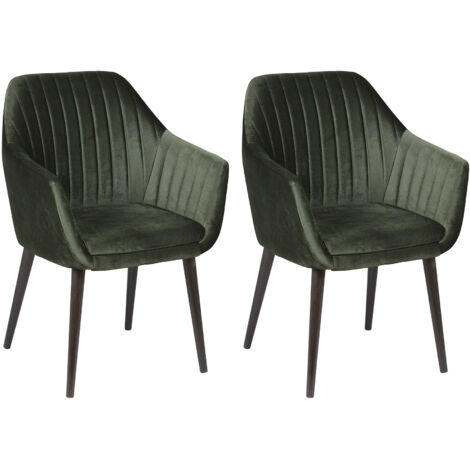 Lot de 2 fauteuils repas en tissu vert foncé - BAYO