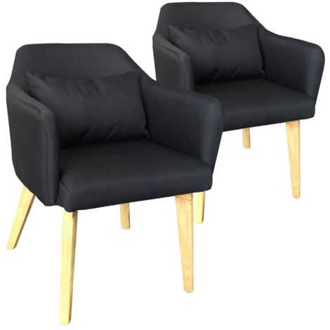 Lot de 2 fauteuils scandinaves Dantes Tissu Noir