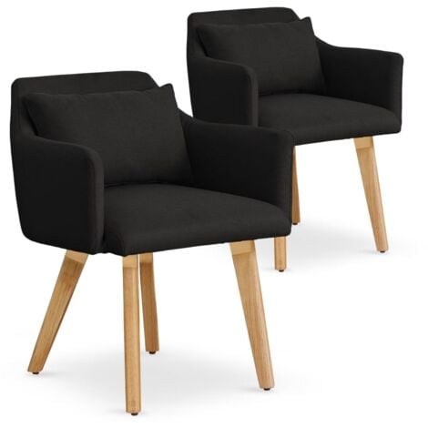 COTECOSY Lot de 2 fauteuils scandinaves Gybson Tissu Noir