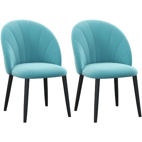 Lot de 2 Fauteuils Velours, Dossier Coquille, Pieds Métalliques, Vert