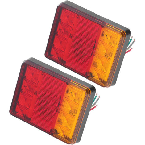 Lot de 2 feux arrière 12V 8 LED avec clignotants et feu stop pour remorque, caravane, pick-up, camping-car et quad.