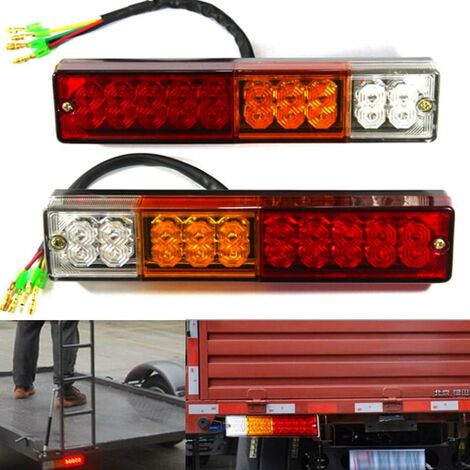 Lot de 2 feux arrière de remorque 20 LED pour remorque, camion, caravane, camion, camionnette, tracteur 3 W DC12 V