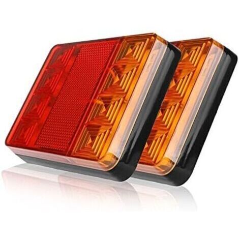 Lot de 2 feux arrière de remorque, 8 LED pour voiture, camion, feux arrière, feux d'avertissement étanches, feux arrière pour remorque, camion, bateau, DC 24 V